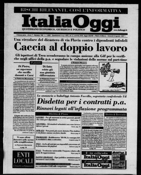 Italia oggi : quotidiano di economia finanza e politica